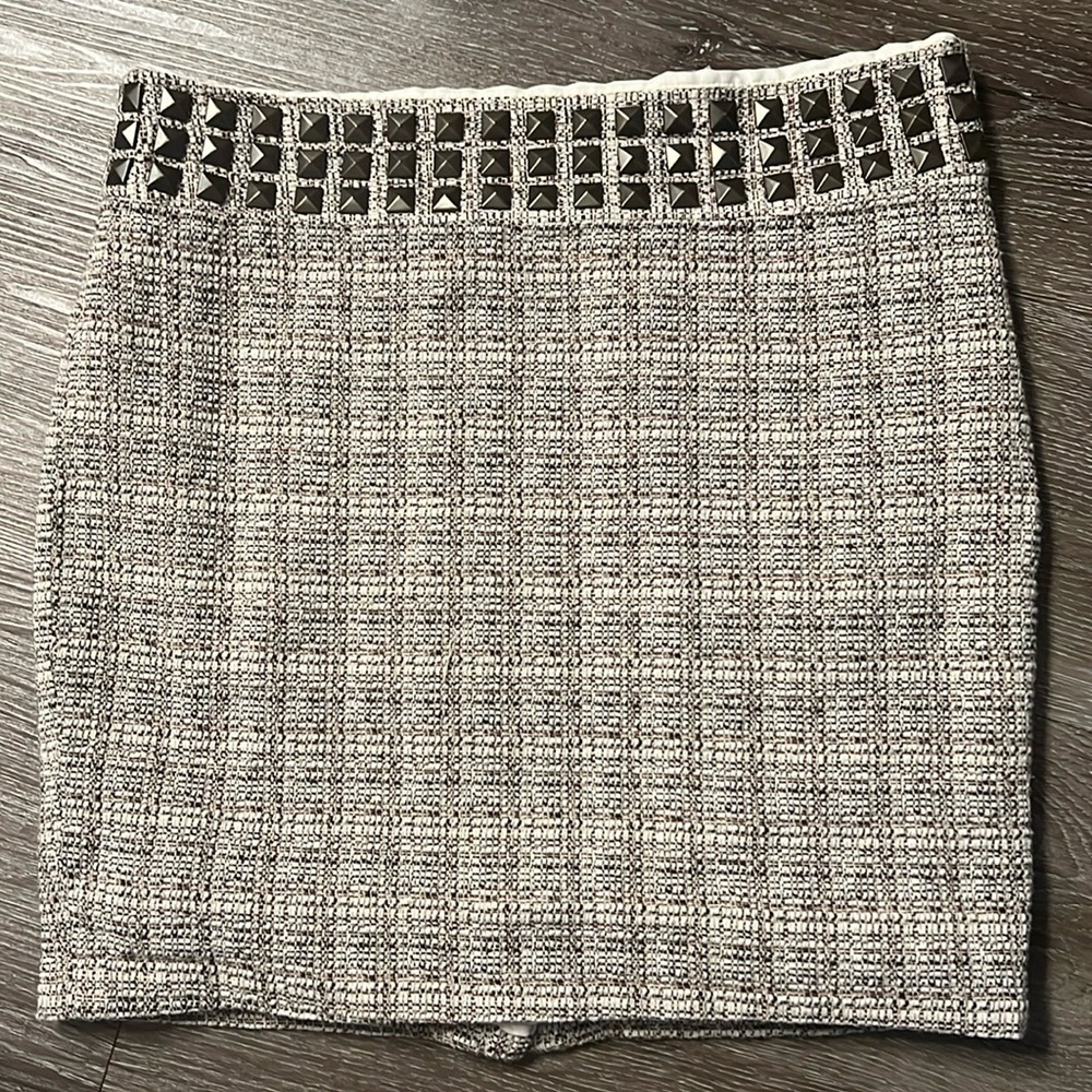 The Limited Tan Studded Tweed Skirt